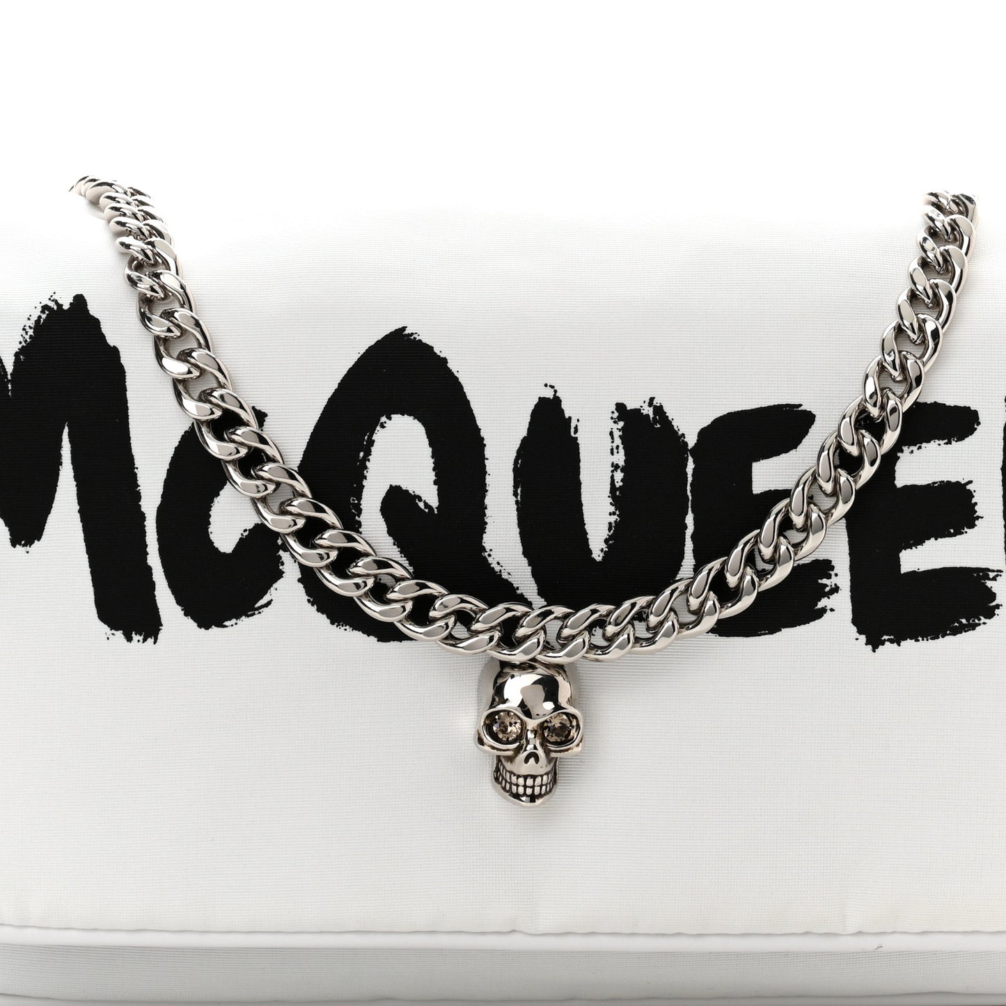 Nylon Graffiti Skull Small Crossbody Bag White Black