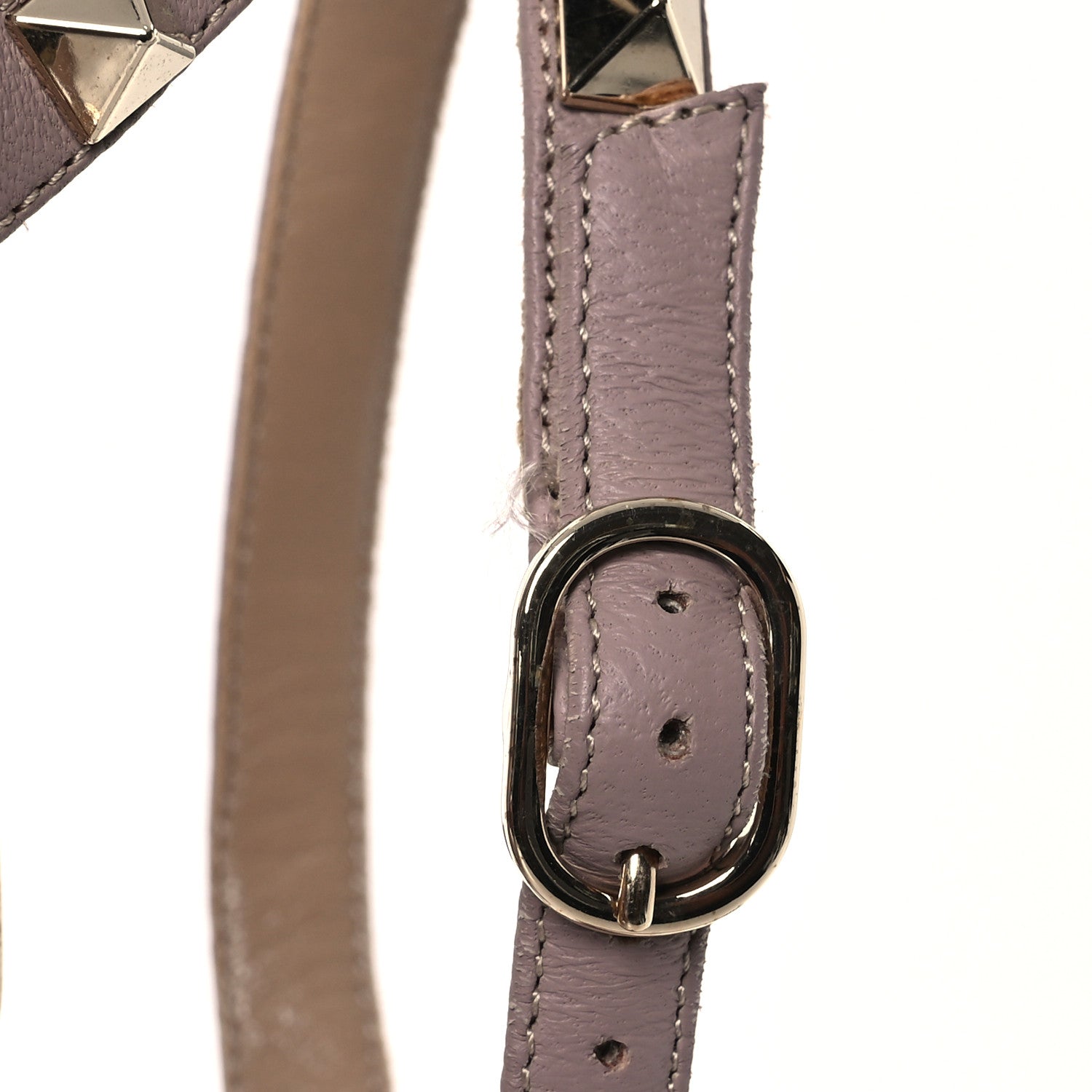 Valentino Garavani Pebbled Calfskin Rockstud Ankle Strap 100mm Pumps 37.5 Poudre 9 of 11