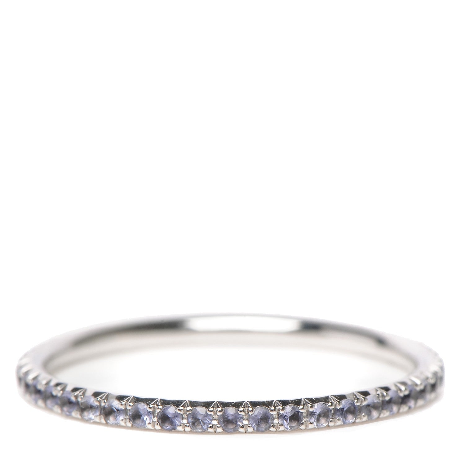Tiffany 18K White Gold Aquamarine Metro Ring 7 1 of 4