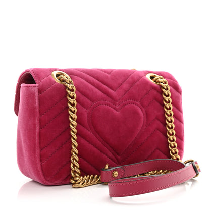 Gucci Velvet Matelasse Mini GG Marmont Shoulder Bag Light Raspberry Rose 3 of 8