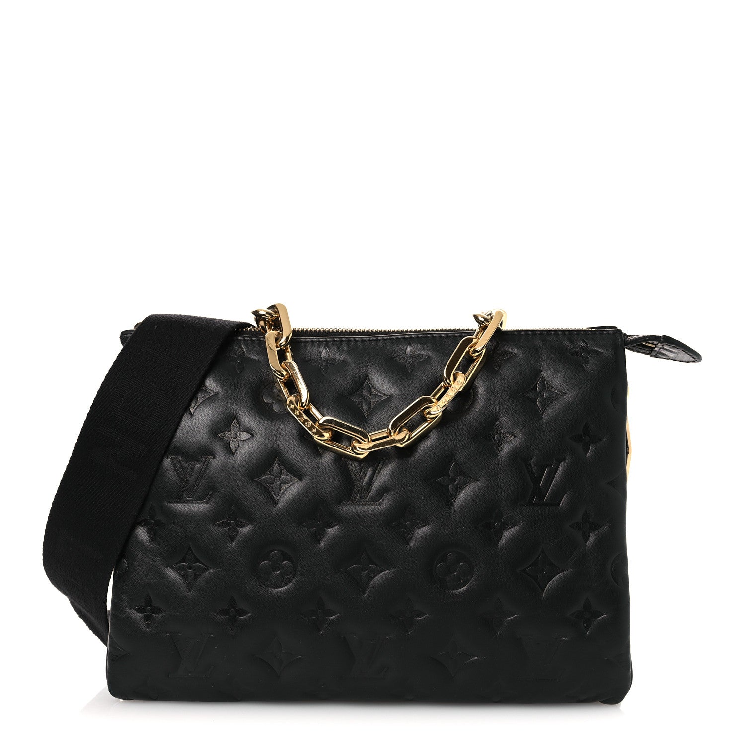 Louis Vuitton Lambskin Embossed Monogram Coussin PM Black 1 of 12