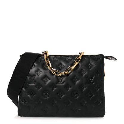 Louis Vuitton Lambskin Embossed Monogram Coussin PM Black 1 of 12