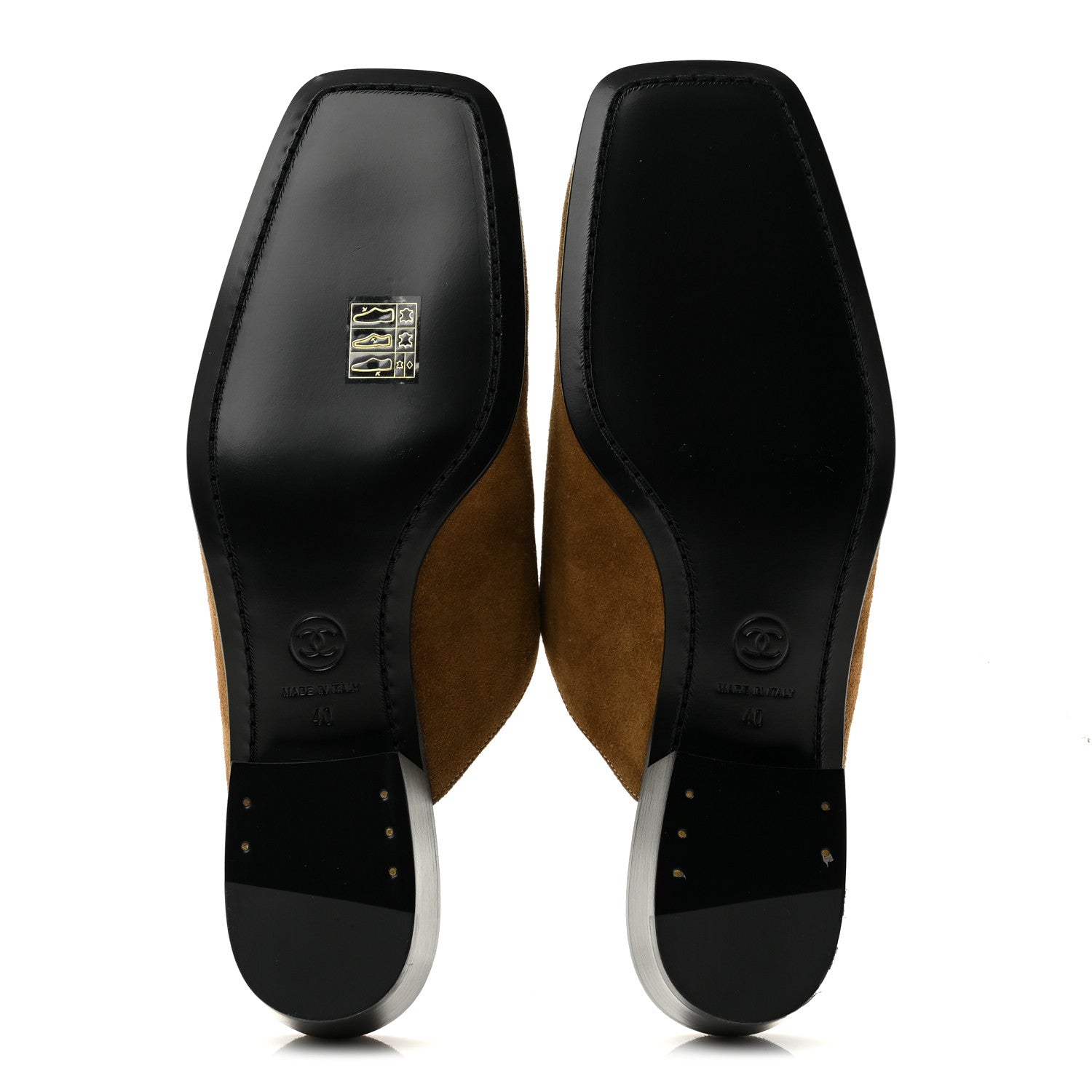 Chanel Suede Calfskin CC Turn Lock Mules 40 Dark Beige 6 of 9