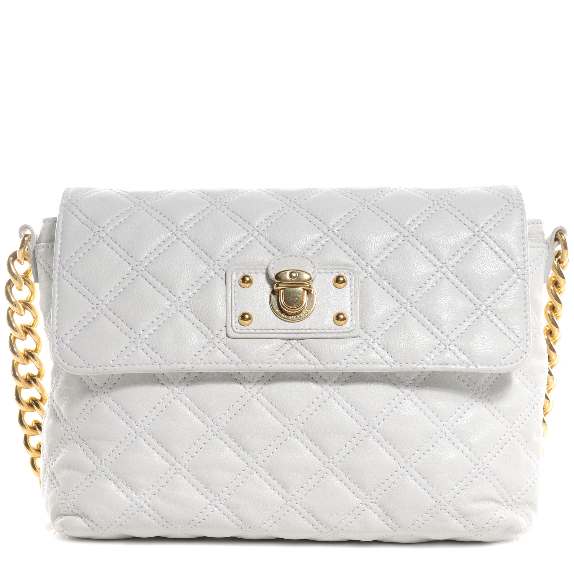 Marc Jacobs Leather Quilted The Large Single White 1 of 11
