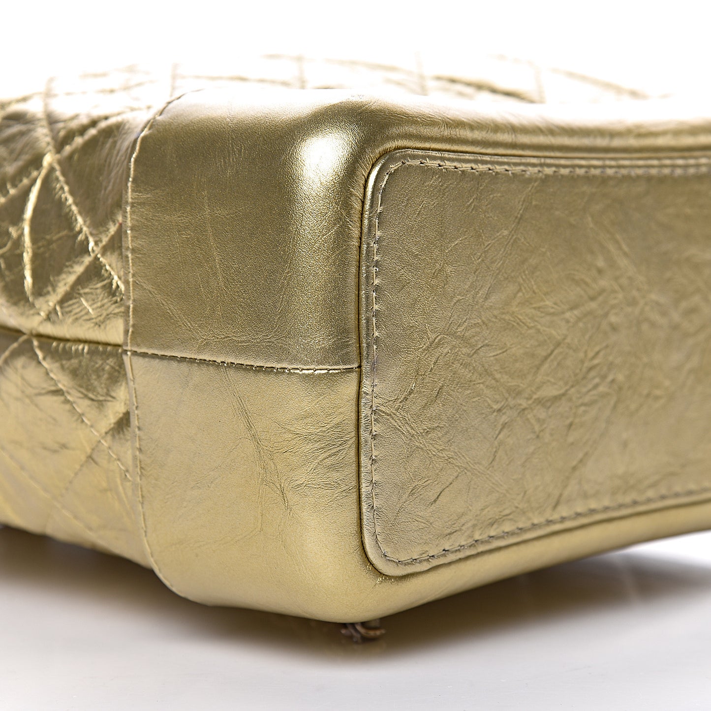 Metallic Aged Calfskin Quilted Gabrielle Backpack Gold