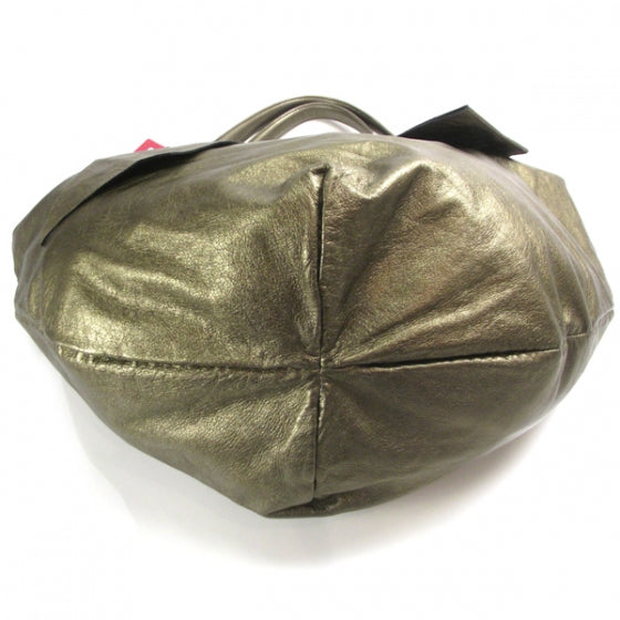 Metallic Nappa Bow Hobo Bronze