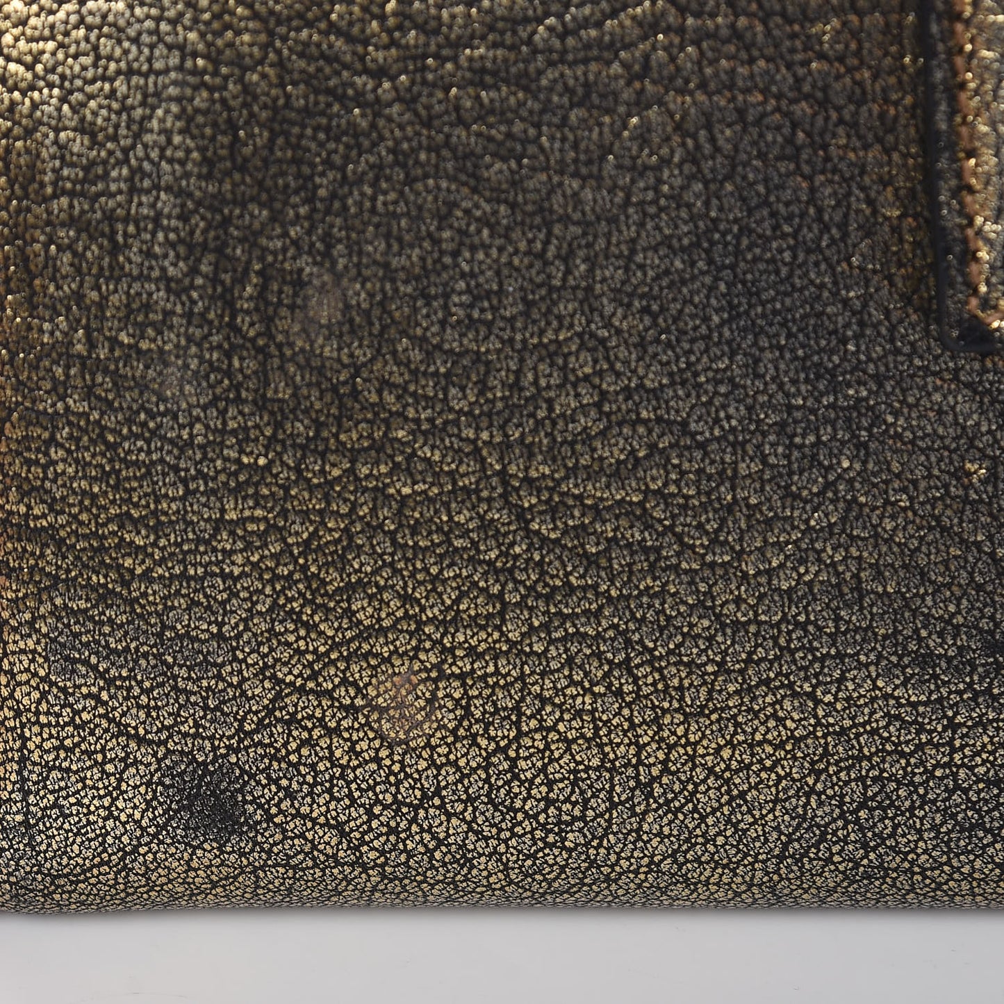 Metallic Calfskin Skull Continental Wallet Antique Gold