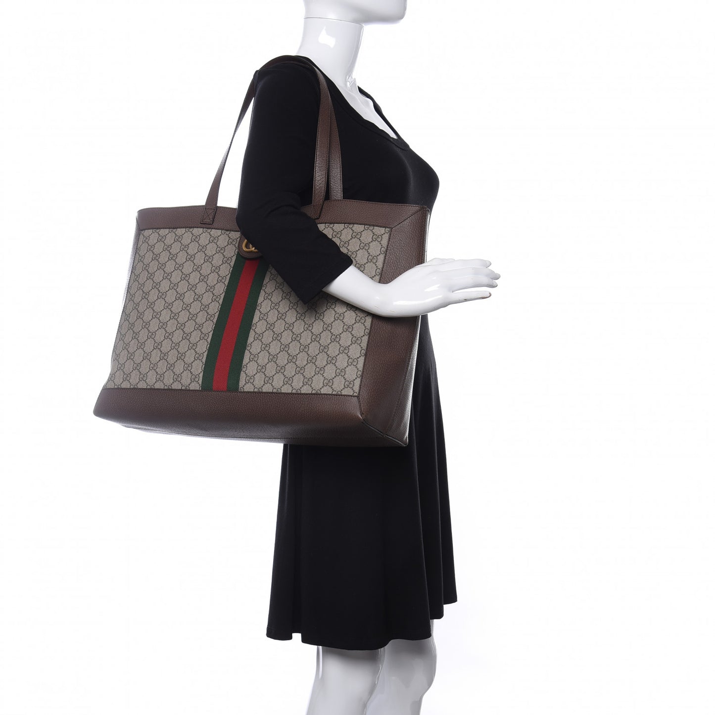 GG Supreme Monogram Web Ophidia Tote Brown