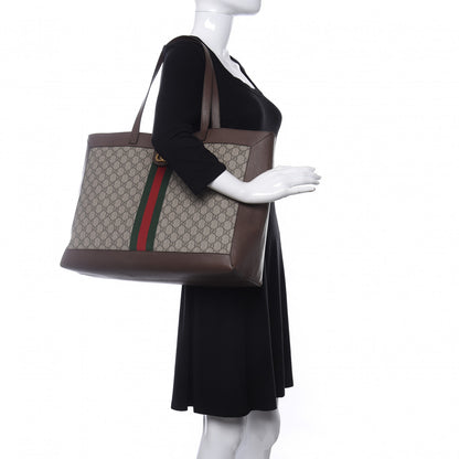 Gucci GG Supreme Monogram Web Ophidia Tote Brown 2 of 11