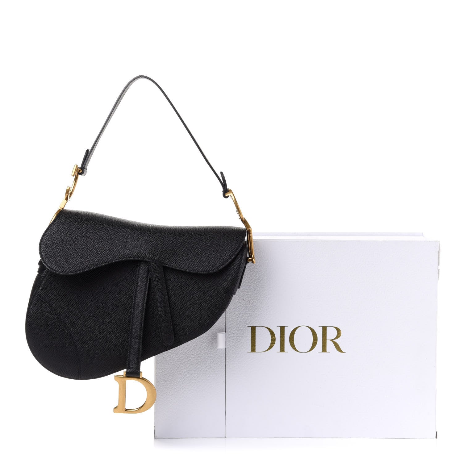 Christian Dior Grained Calfskin Saddle Bag Black 12 of 12
