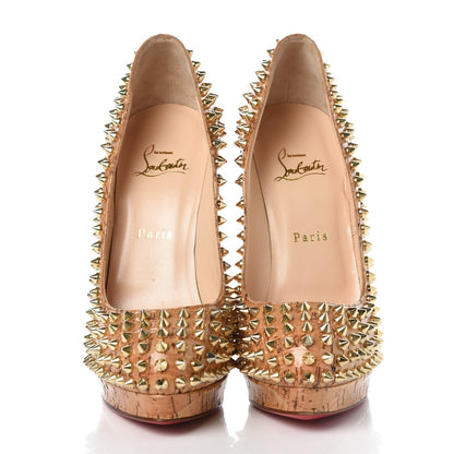 Christian Louboutin Cork Alti Spikes 160 Pumps 38 Natural Gold 2 of 7