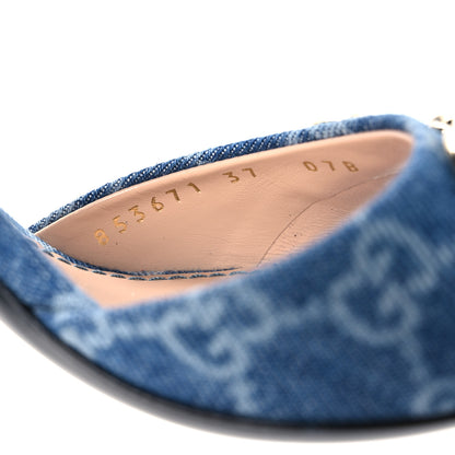 Gucci Denim GG Monogram Horsebit Slide Sandals 37 Blue 9 of 10
