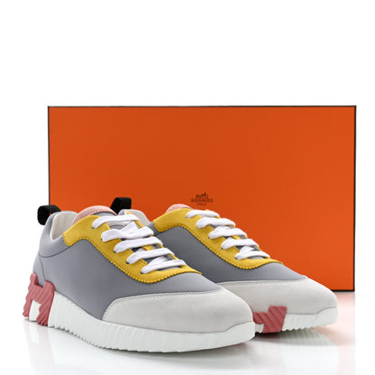 Hermes Technical Canvas Suede Goatskin Bouncing Sneakers 38.5 Gris Multicolor 8 of 8
