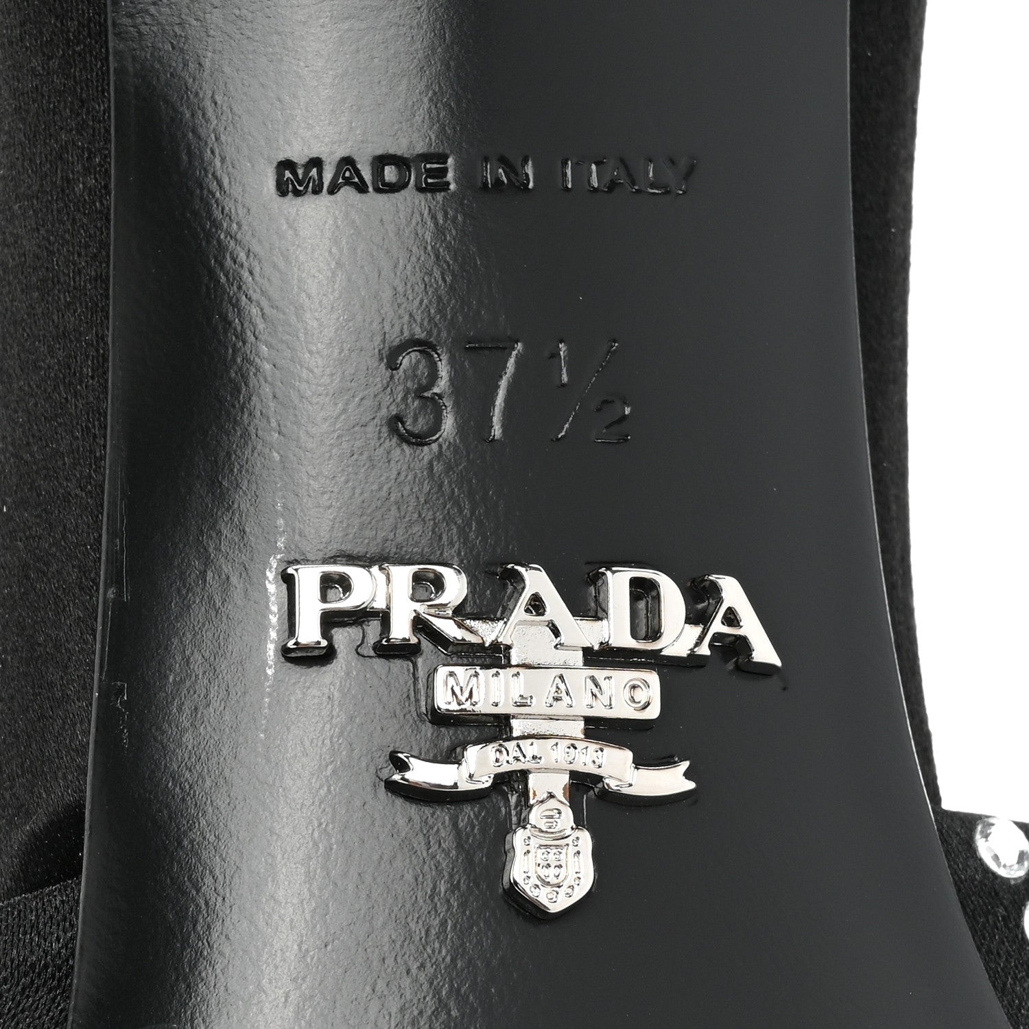 Prada Satin Crystal Logo 65mm Slide Sandals 37.5 Cristal 6 of 11