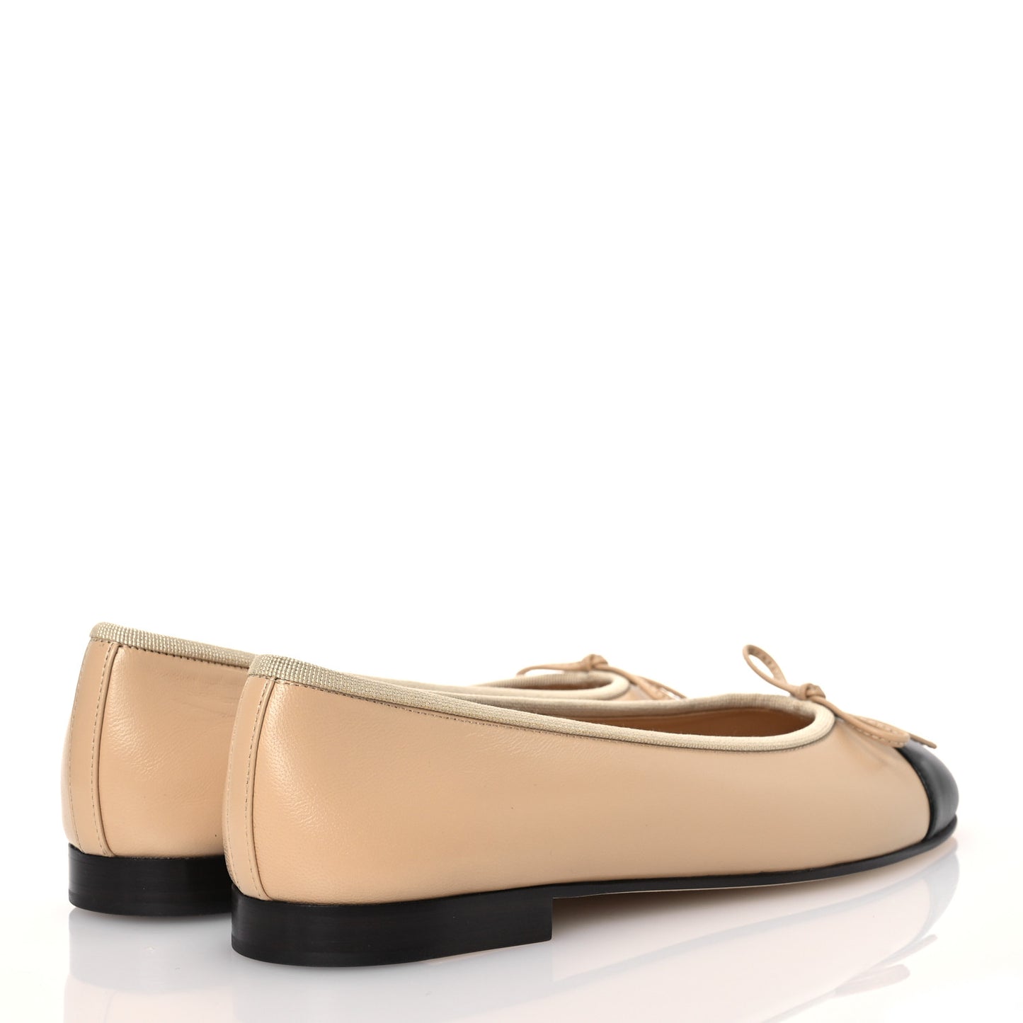 Lambskin Cap Toe CC Ballerina Flats 39 Beige Black