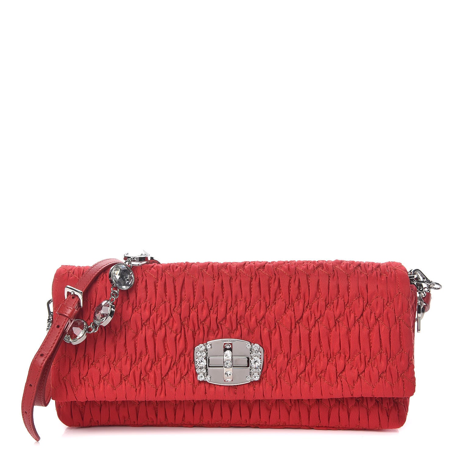 Miu Miu Faille Matelasse Crystal Flap Clutch Fuoco 1 of 11