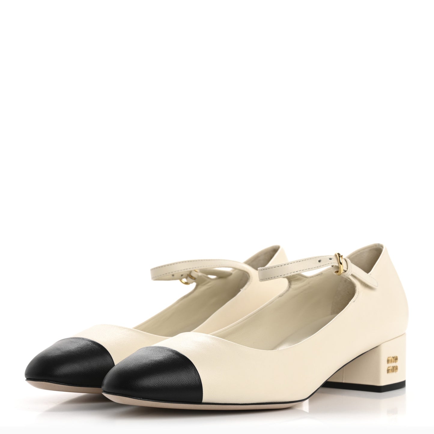 Nappa Mary Jane 40mm Pumps 37 Avorio Black