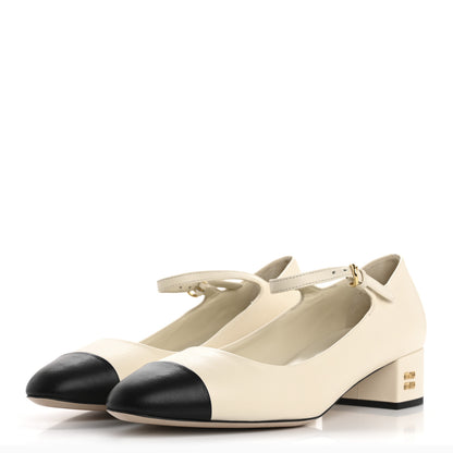 Miu Miu Nappa Mary Jane 40mm Pumps 37 Avorio Black 4 of 14