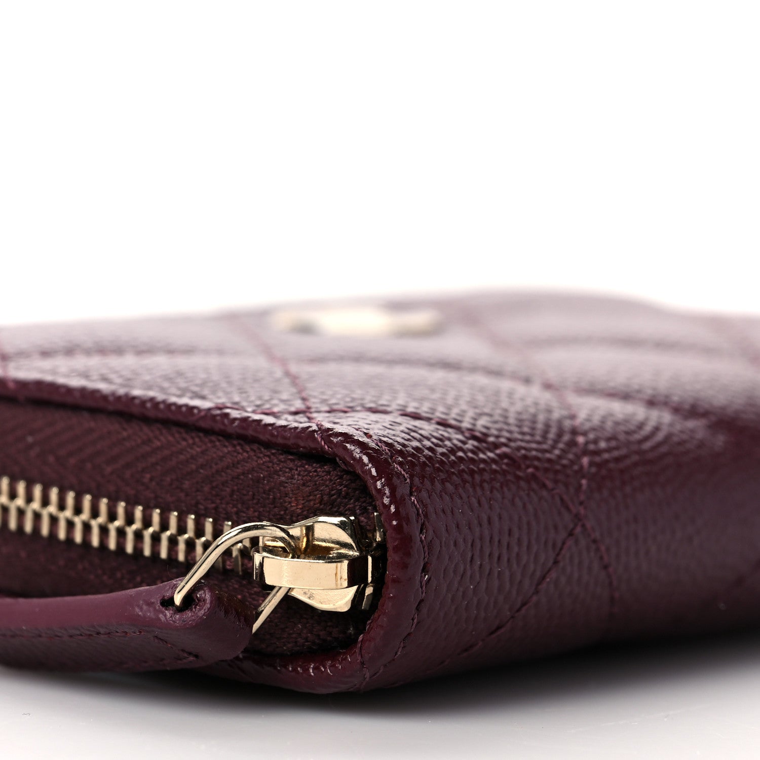 Chanel Caviar Quilted Zip Around Coin Purse Burgundy 8 of 10