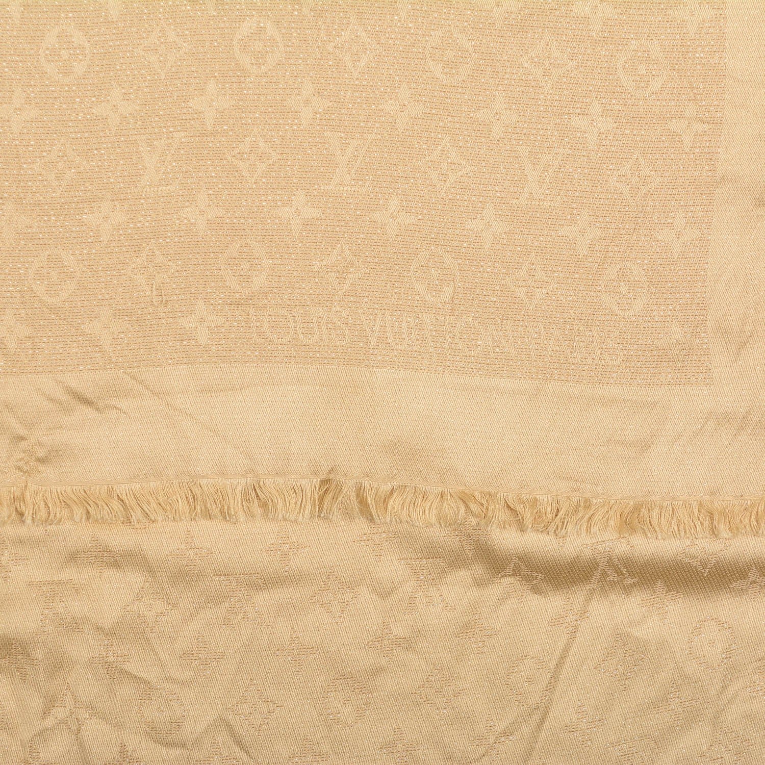 Louis Vuitton Silk Monogram Shimmer Stole Gold 5 of 5