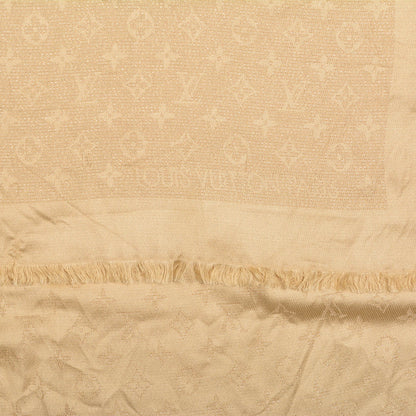 Louis Vuitton Silk Monogram Shimmer Stole Gold 5 of 5