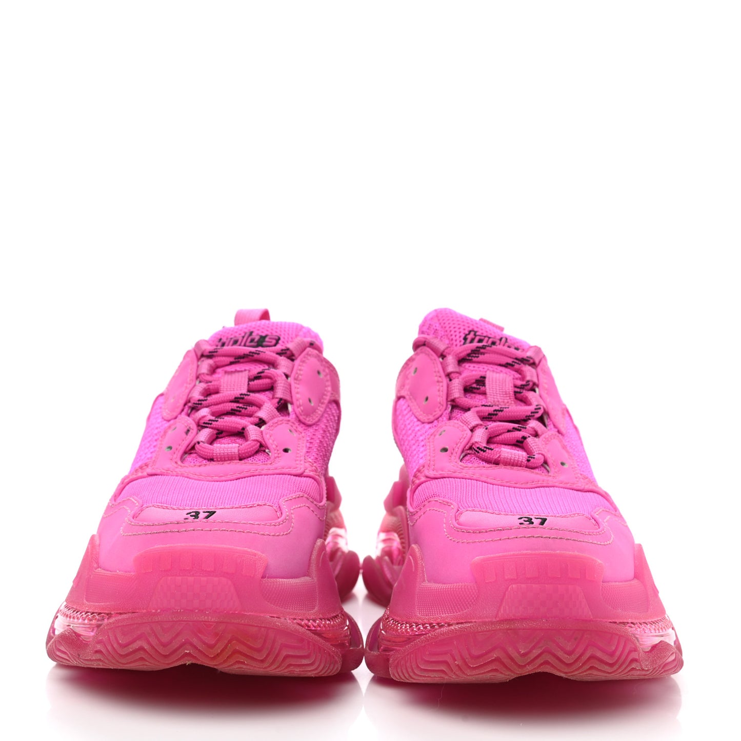 Fabric Mesh Clear Sole Fluo Womens Triple S Sneakers 37 Pink