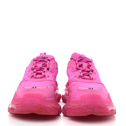 Balenciaga Fabric Mesh Clear Sole Fluo Womens Triple S Sneakers 37 Pink 2 of 9