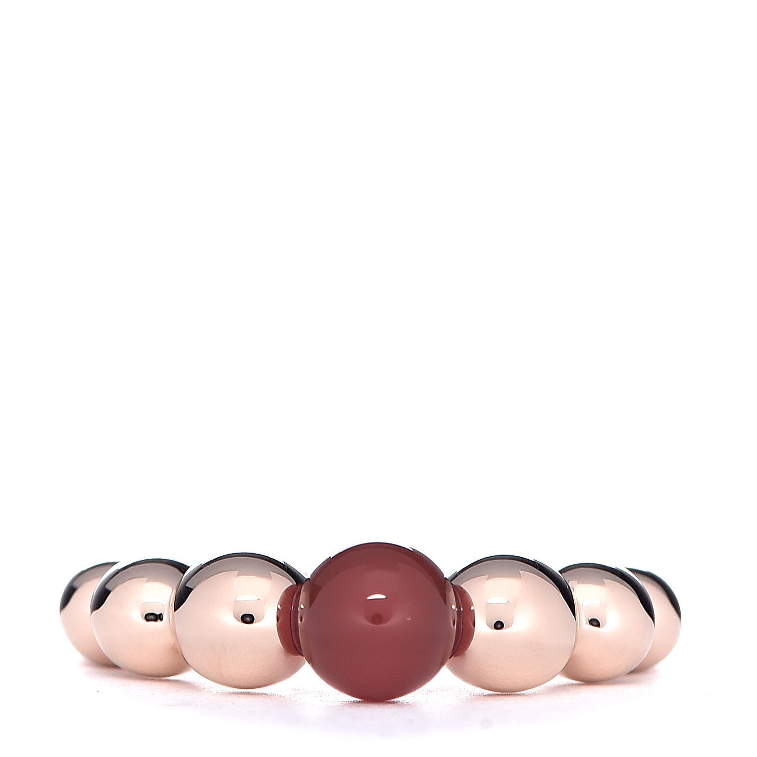 Van Cleef & Arpels 18K Rose Gold Carnelian Perlee Couleurs Variation Ring 50 5.25 1 of 7