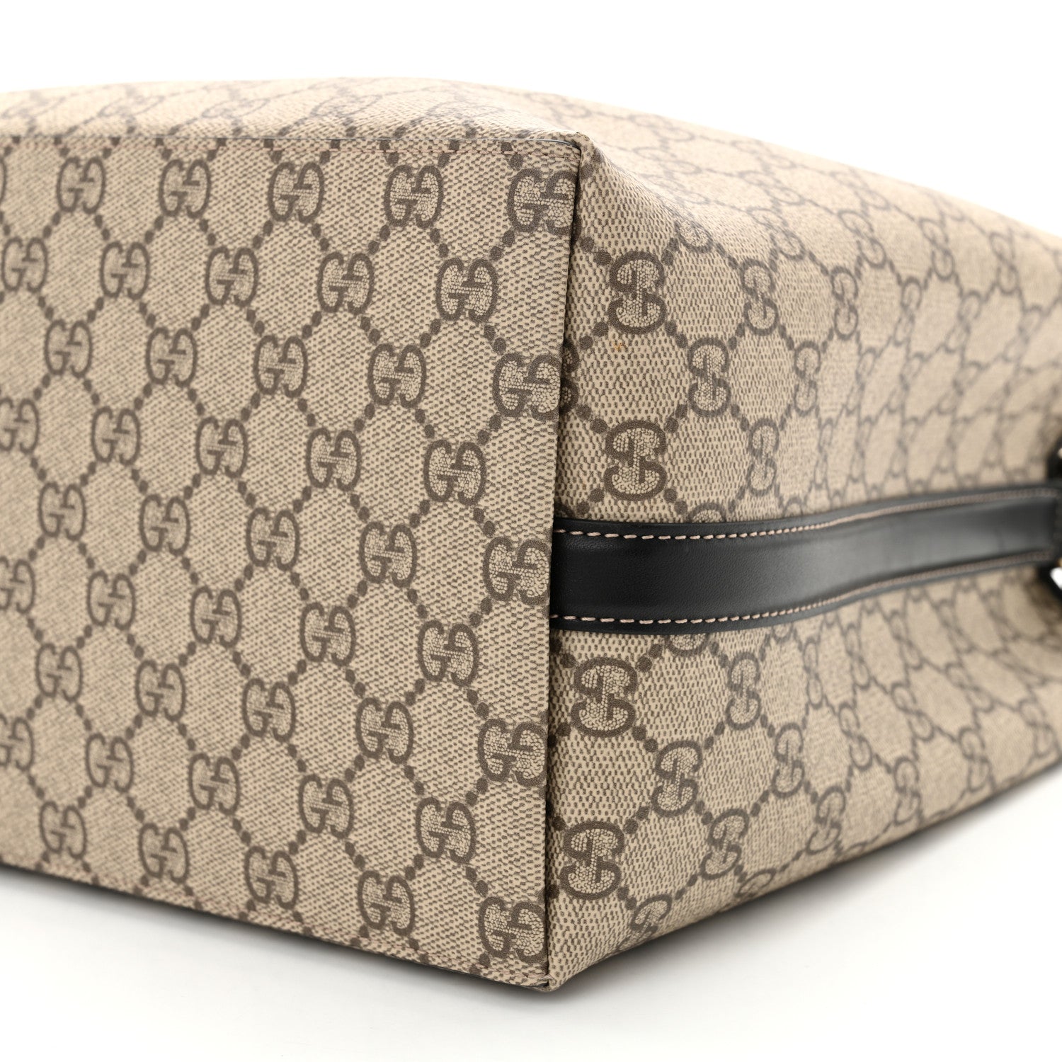Gucci GG Supreme Monogram Medium Emblem Bucket Bag Beige Dark Brown Black 10 of 12