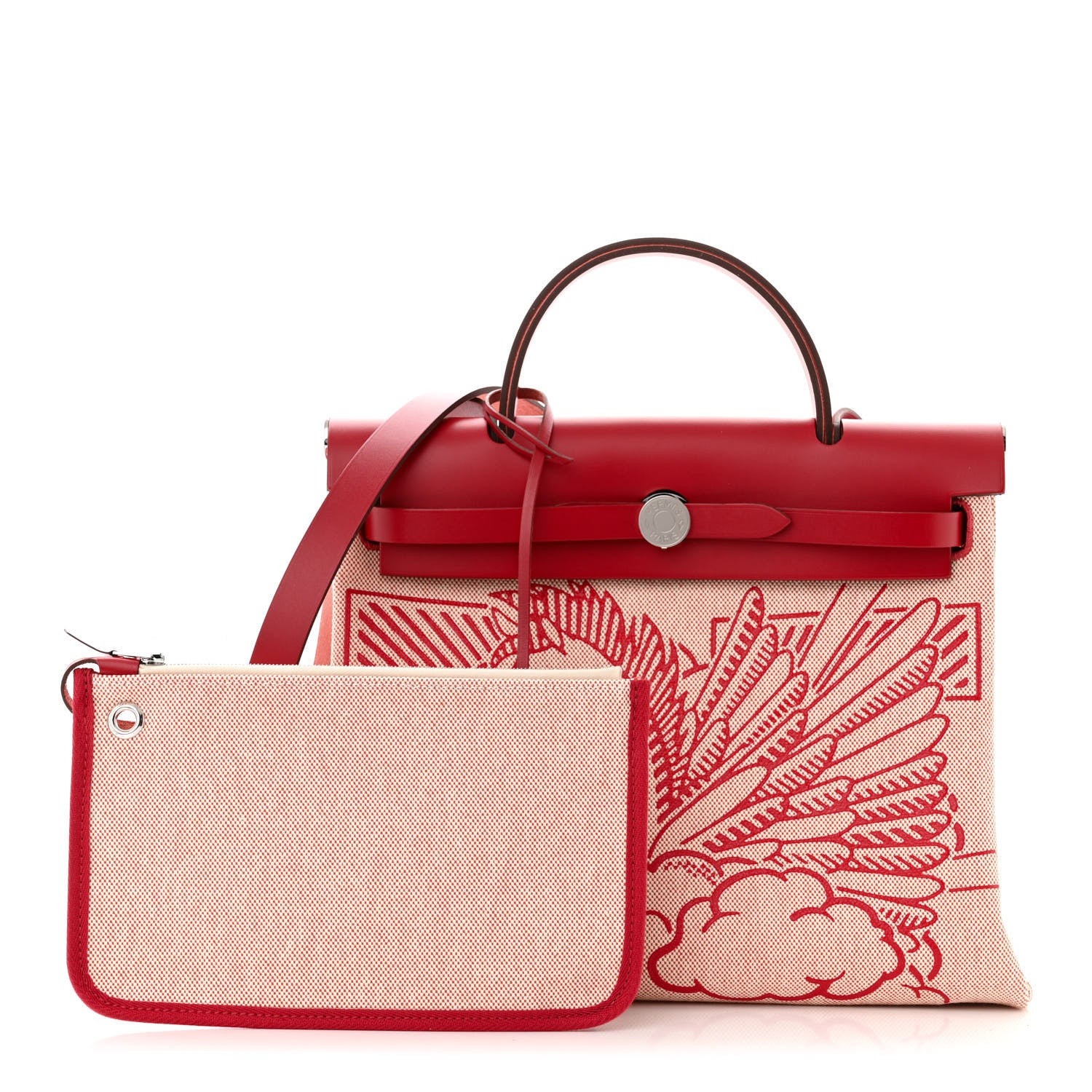 Hermes Vache Hunter Toile Pegase Pop Herbag Zip Retourne 31 PM Rouge Piment 3 of 12