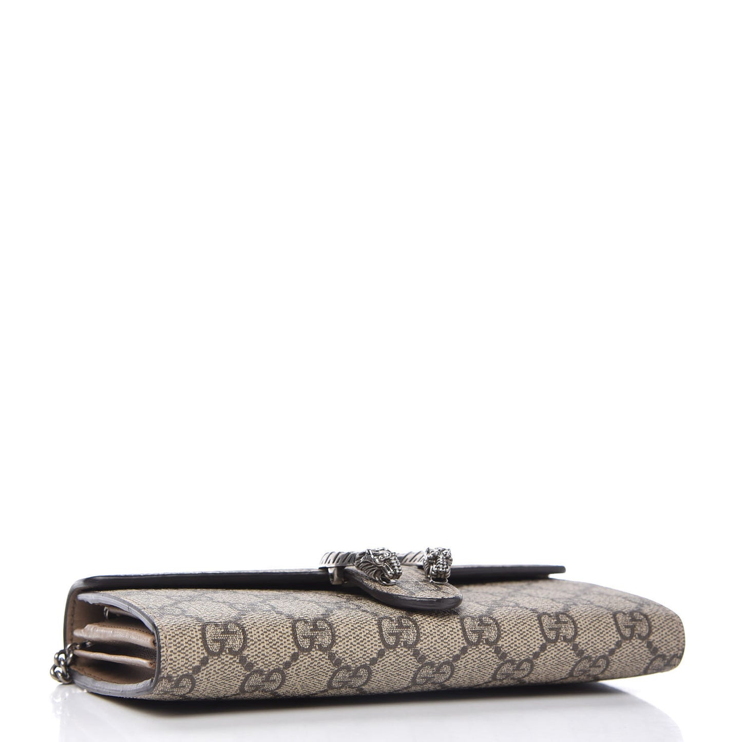 GG Supreme Monogram Dionysus Chain Clutch Wallet Beige Taupe