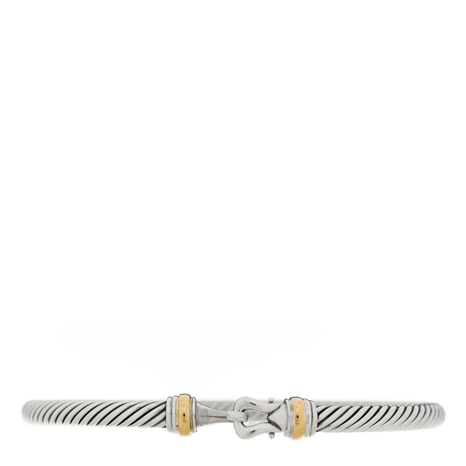 David Yurman Sterling Silver 18K Yellow Gold 4mm Cable Classic Buckle Bracelet 1 of 3