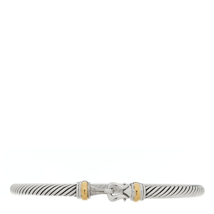 David Yurman Sterling Silver 18K Yellow Gold 4mm Cable Classic Buckle Bracelet 1 of 3