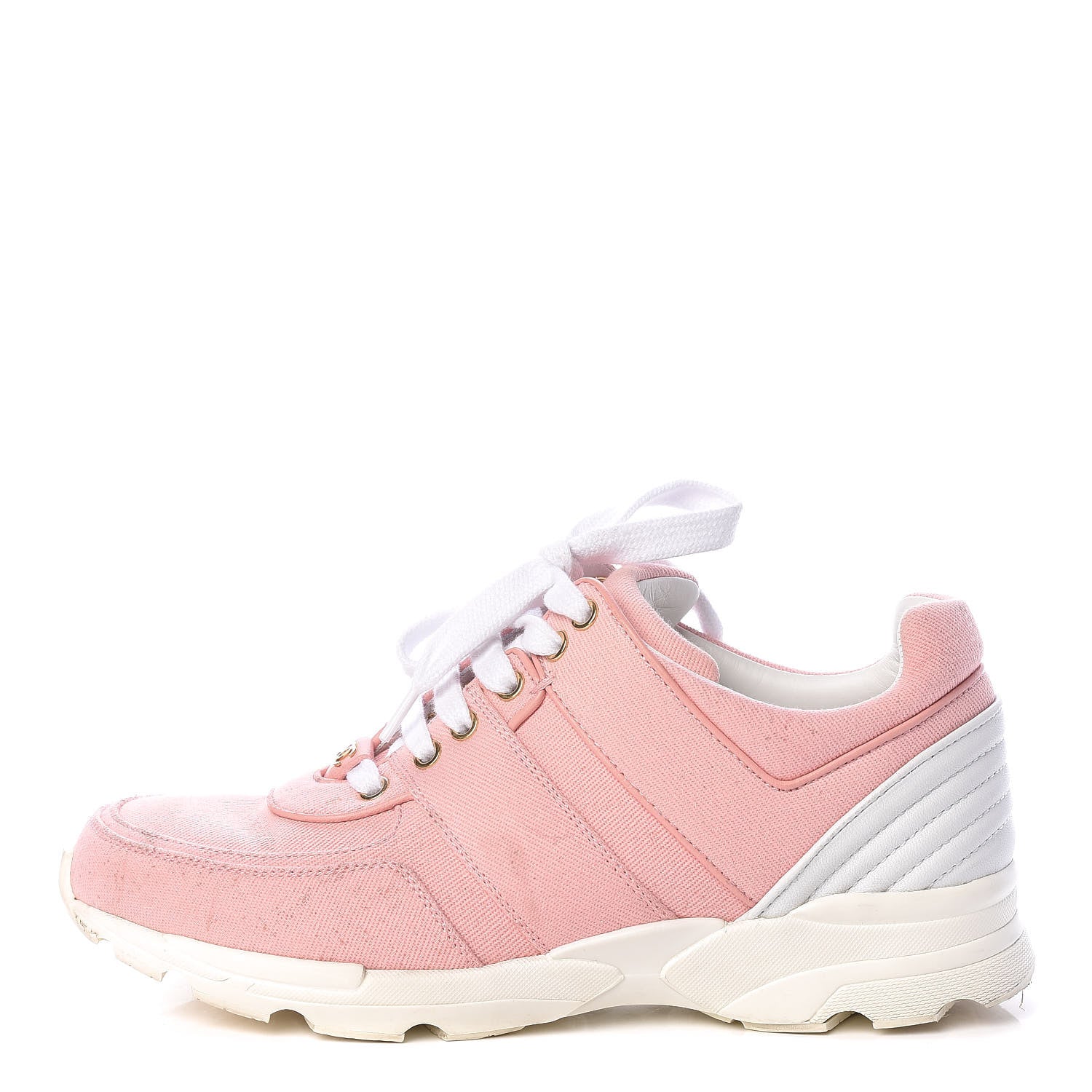 Chanel Canvas Womens CC Sneakers 38 Salmon 1 of 22