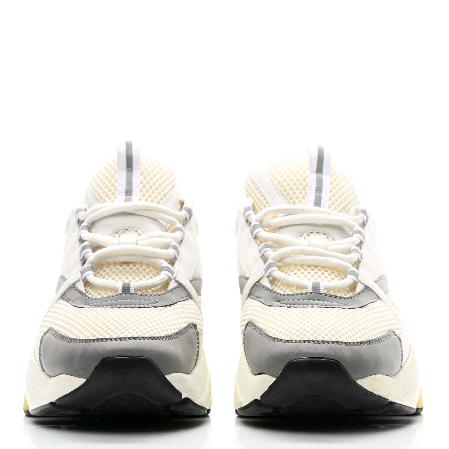 Technical Mesh Calfskin Mens B22 Sneakers 46 White Yellow