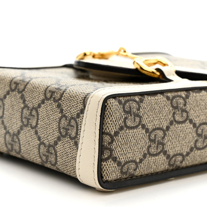 Gucci GG Supreme Monogram Azalea Calfskin Mini Horsebit 1955 Crossbody Bag Beige Ebony Mystic White 10 of 18