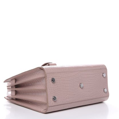 Saint Laurent Calfskin Crocodile Embossed Baby Sac De Jour Rose Antic 4 of 15