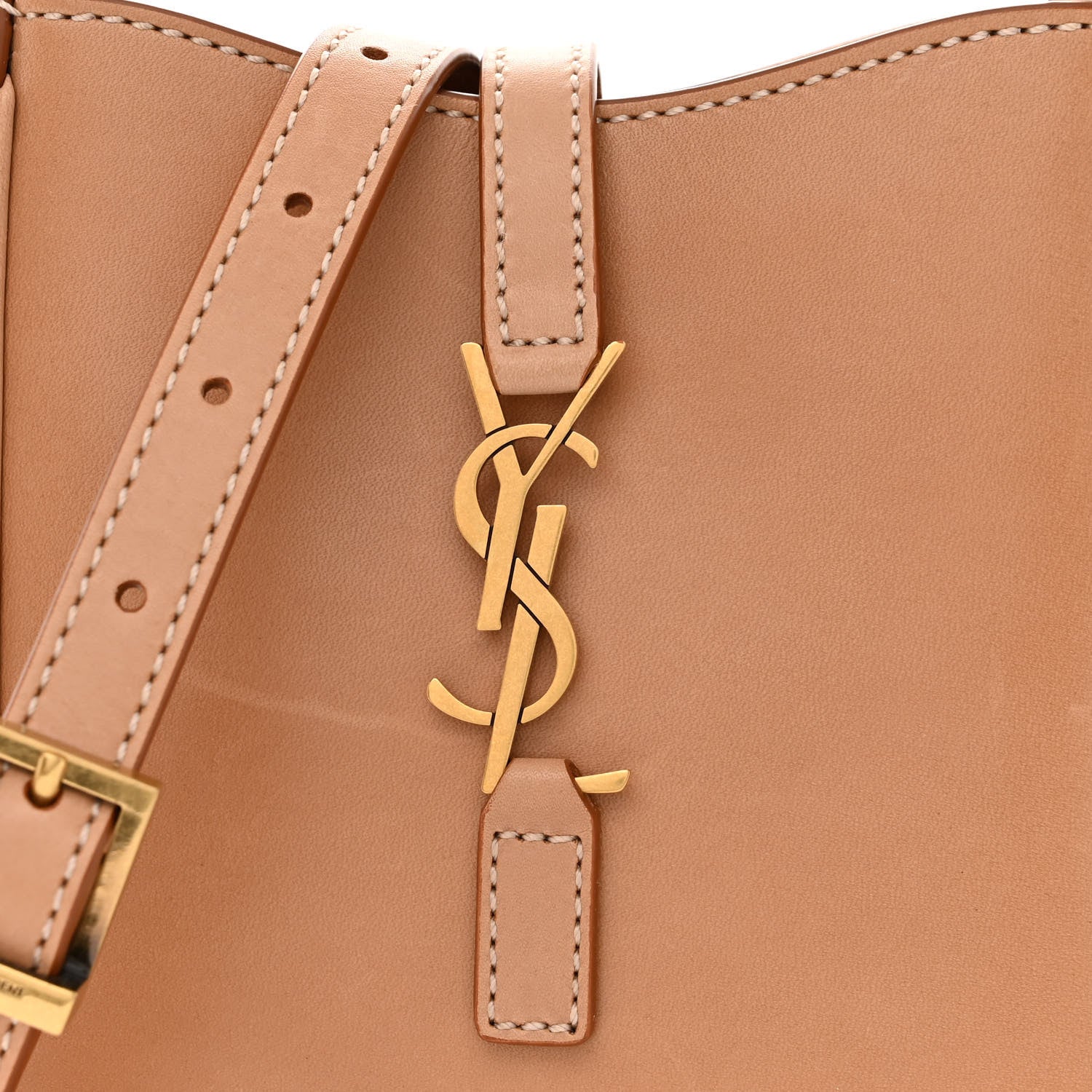 Saint Laurent Smooth Calfskin Le 5 A 7 Vertical Hobo Brown Gold 8 of 11