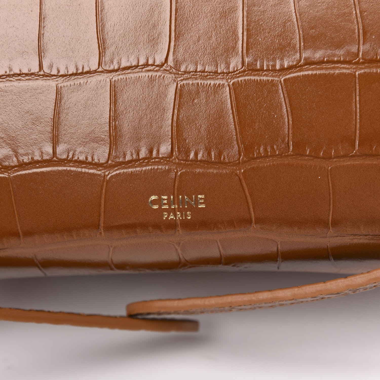 Celine Calfskin Crocodile Embossed Micro Belt Bag Tan 6 of 10