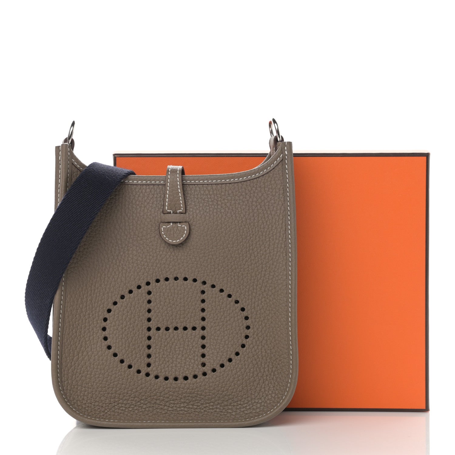 Hermes Taurillon Clemence Amazone Evelyne TPM Etoupe Bleu Indigo 11 of 11