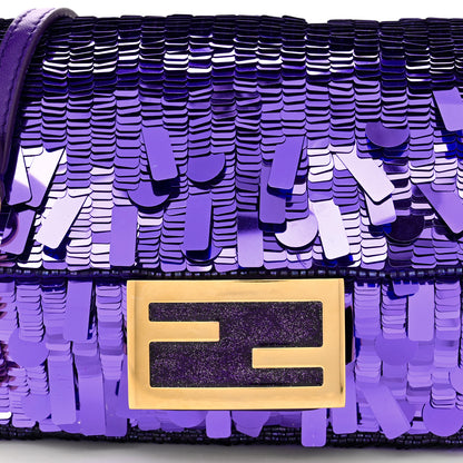 Fendi Sequin Paillettes Shiny Nappa Sex and the City Mini Baguette Viola Purple Rain 8 of 10
