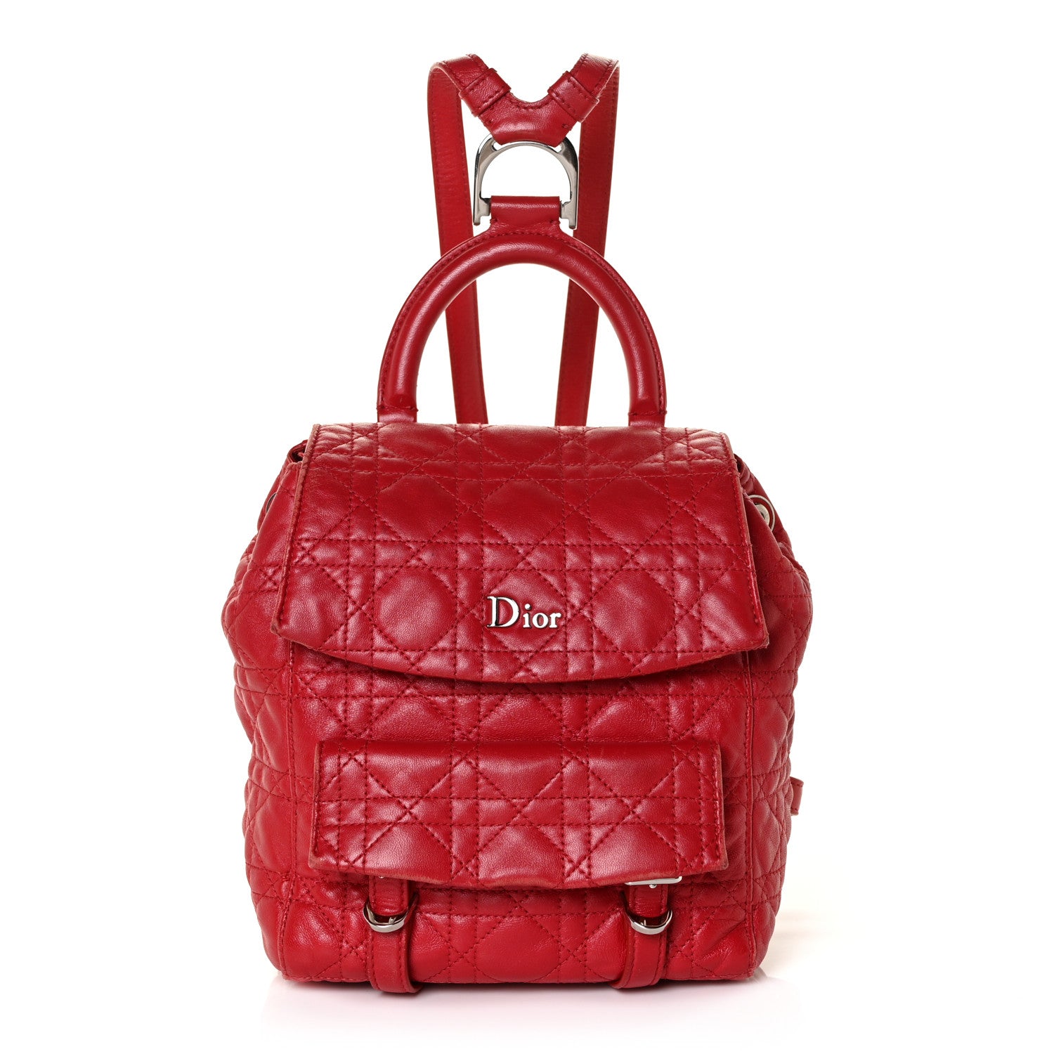 Christian Dior Lambskin Cannage Small Stardust Backpack Red 1 of 12