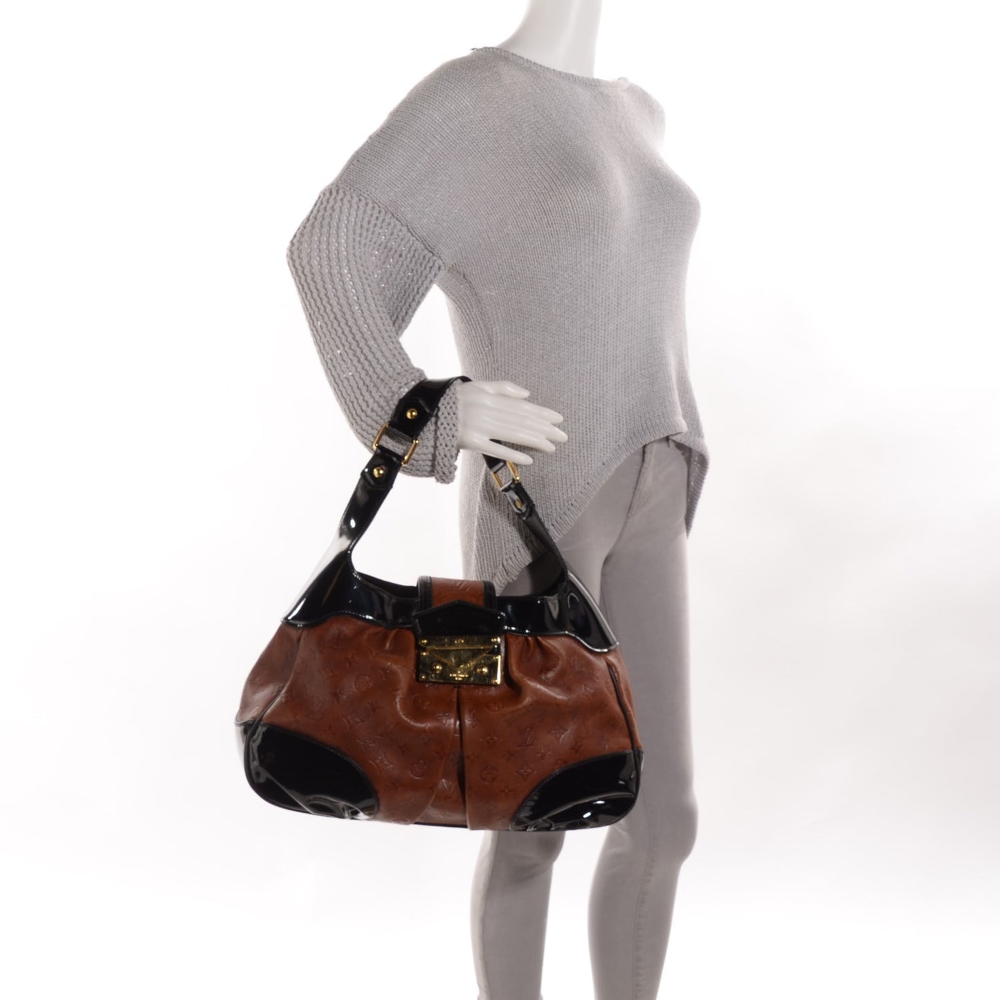 Monogram Embossed Cuir Polly Hobo Fauve