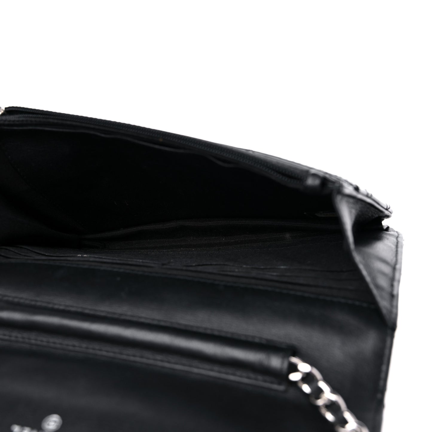 Patent Quilted Brilliant Wallet On Chain WOC Black