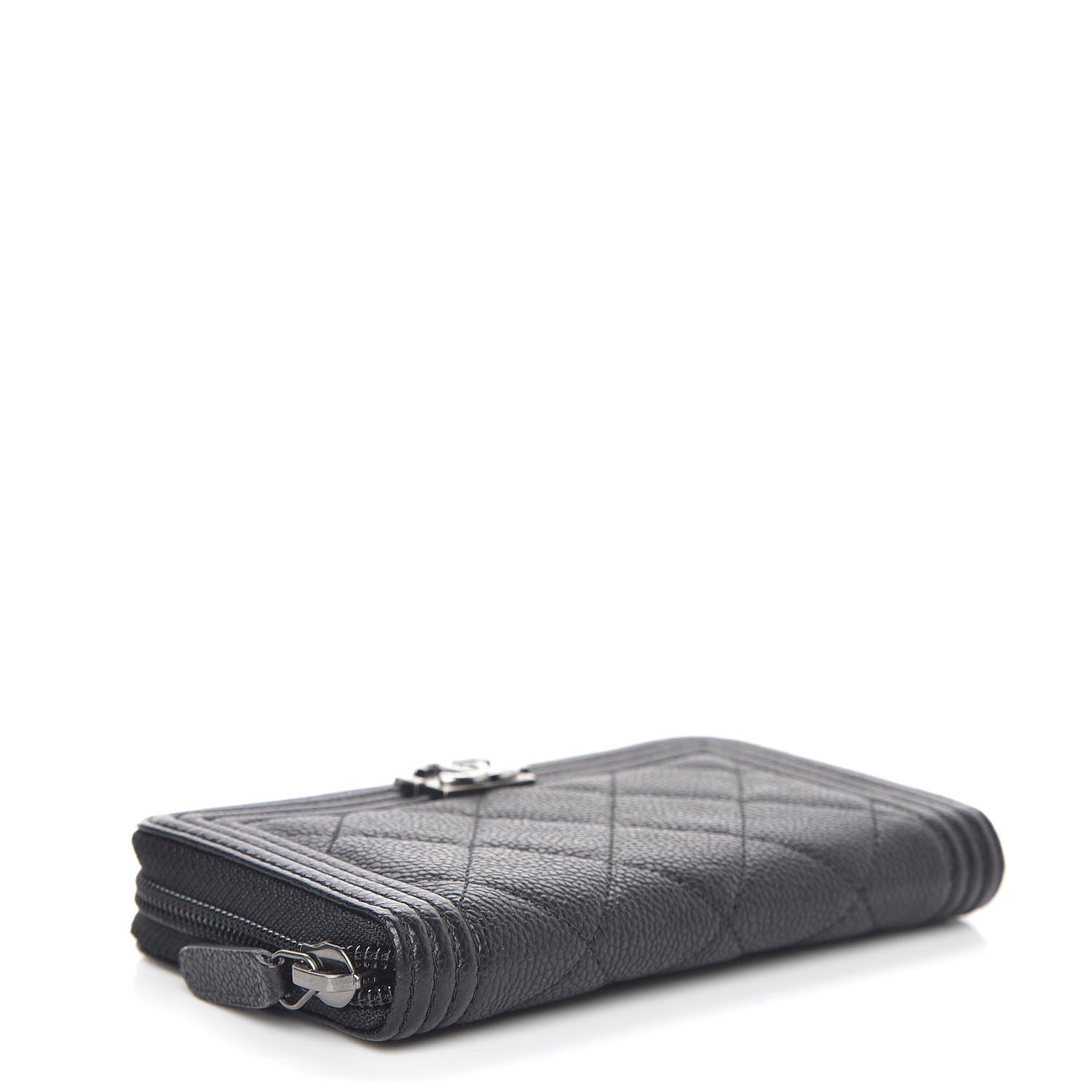 Chanel Caviar Quilted Small Boy Zip Around Wallet Black 4 of 11