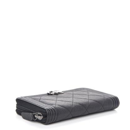 Chanel Caviar Quilted Small Boy Zip Around Wallet Black 4 of 11