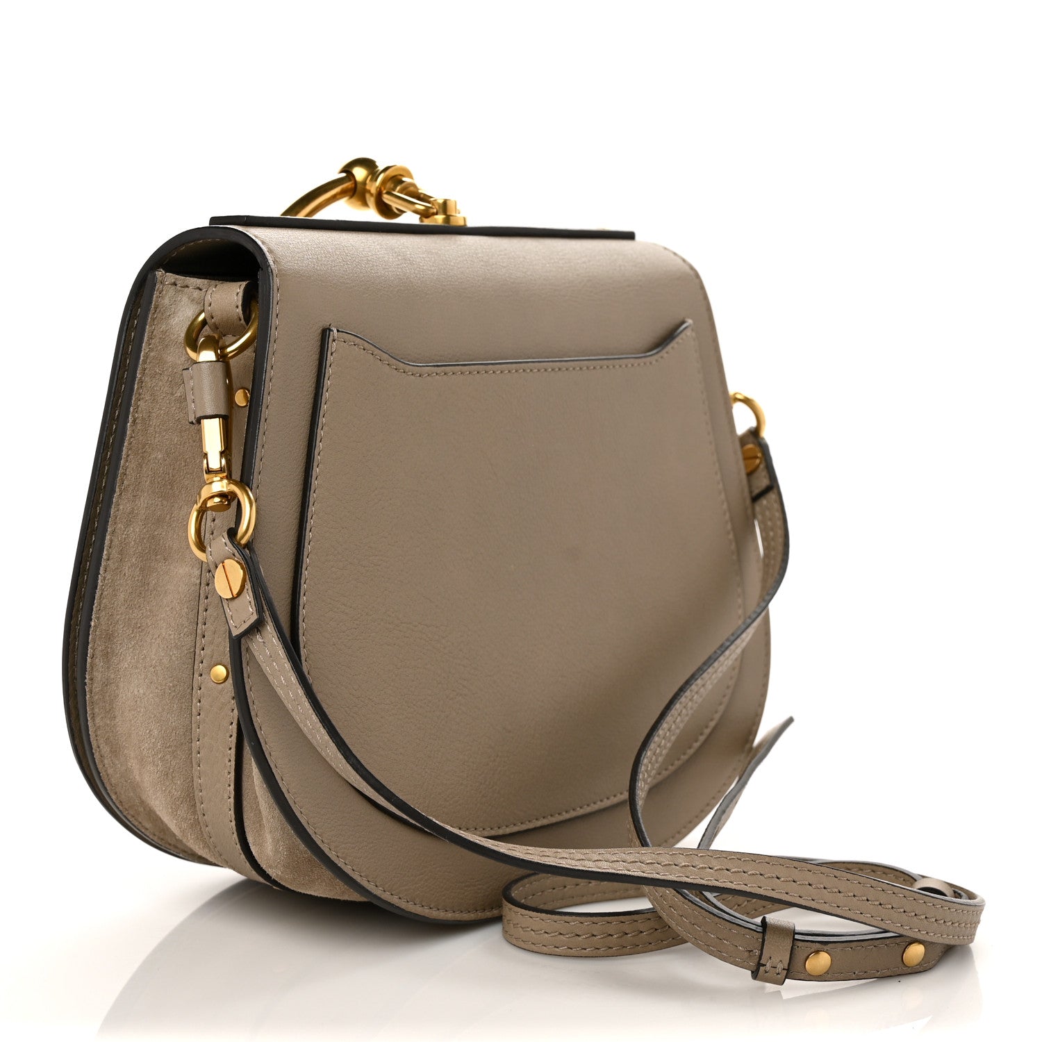 Chloe Calfskin Suede Medium Nile Bracelet Bag Motty Grey 3 of 9
