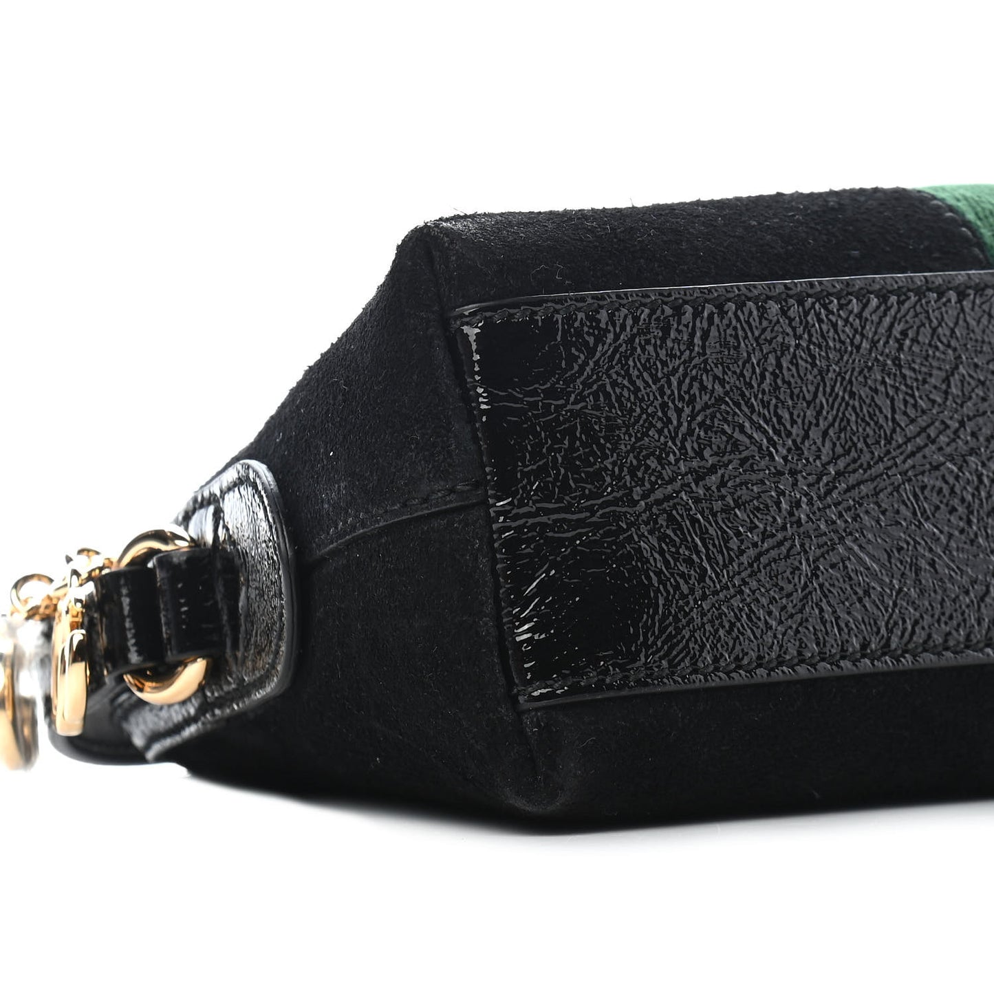 Suede Patent Web GG Small Ophidia Dome Shoulder Bag Black