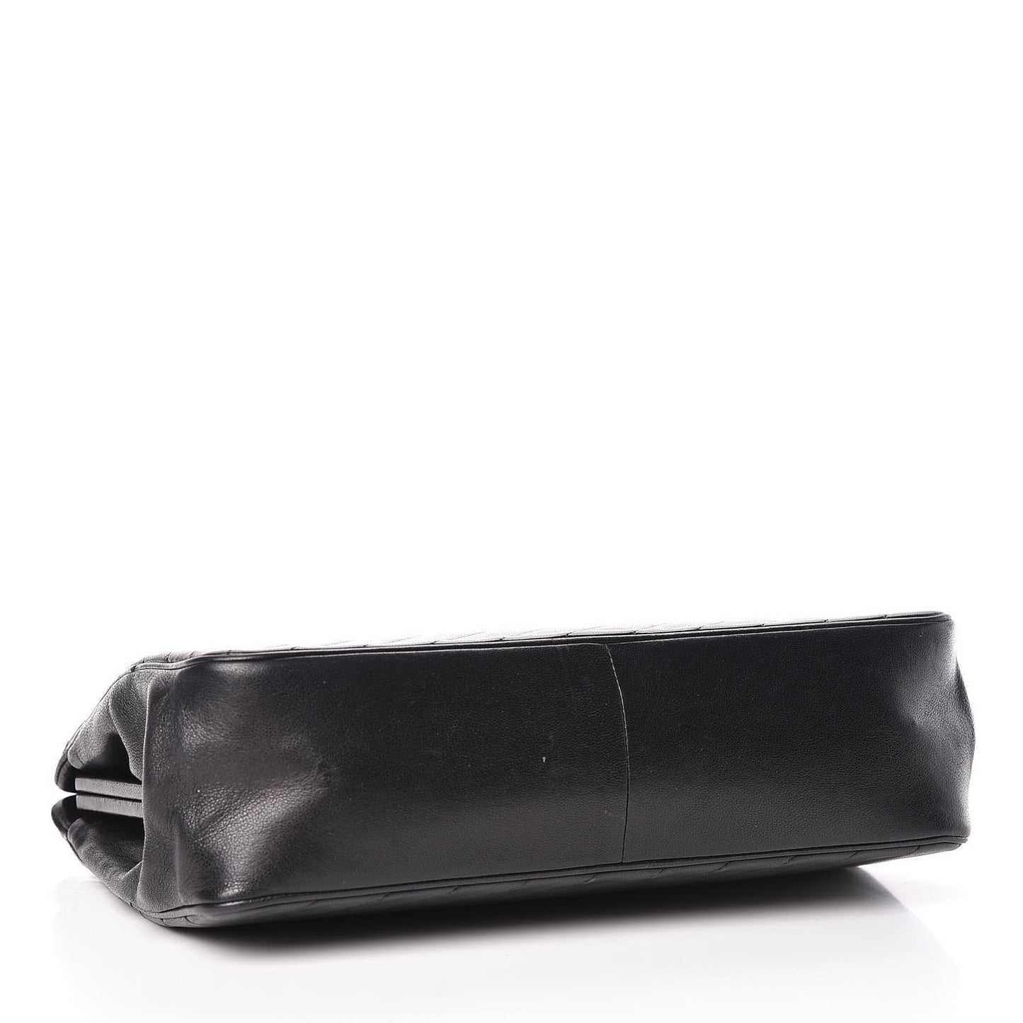 Lambskin Diagonal Quilted Kisslock Bag Black