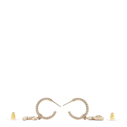 Chanel Crystal Pearl CC Perfume Bottle Drop Hoop Earrings Gold 3 of 4